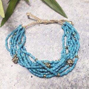Stella & Dot Callie Turquoise Beaded Bracelet Boho Casual Western Coastal Cowgir